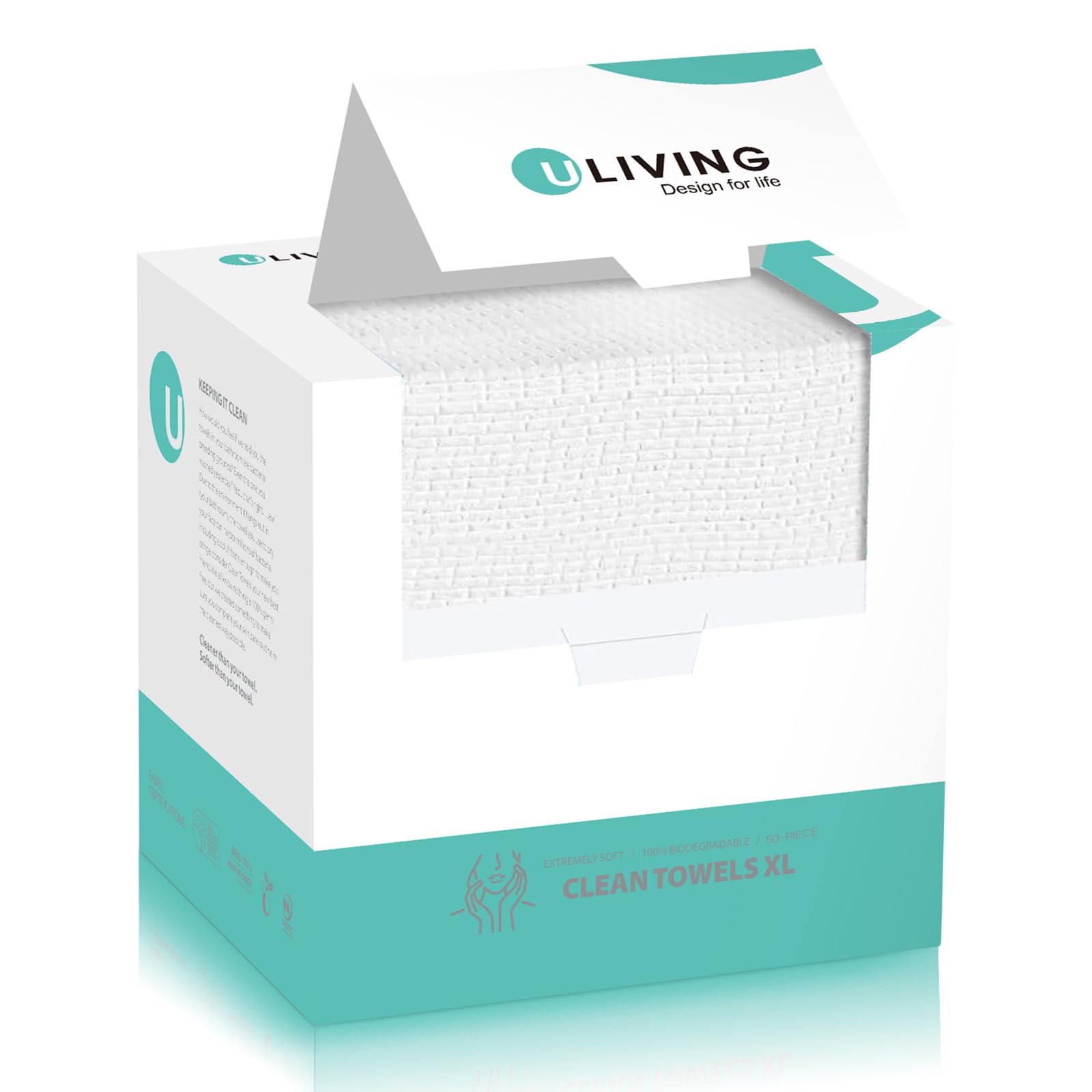 Face Towels, Disposable Face Towel, 10"×12" Softness Facial Towels, Makeup Remover Dry Wipes, Ultra Soft,Cooling Towels for Neck and Face,Face Towel XL (50-Piece,1 Pack)