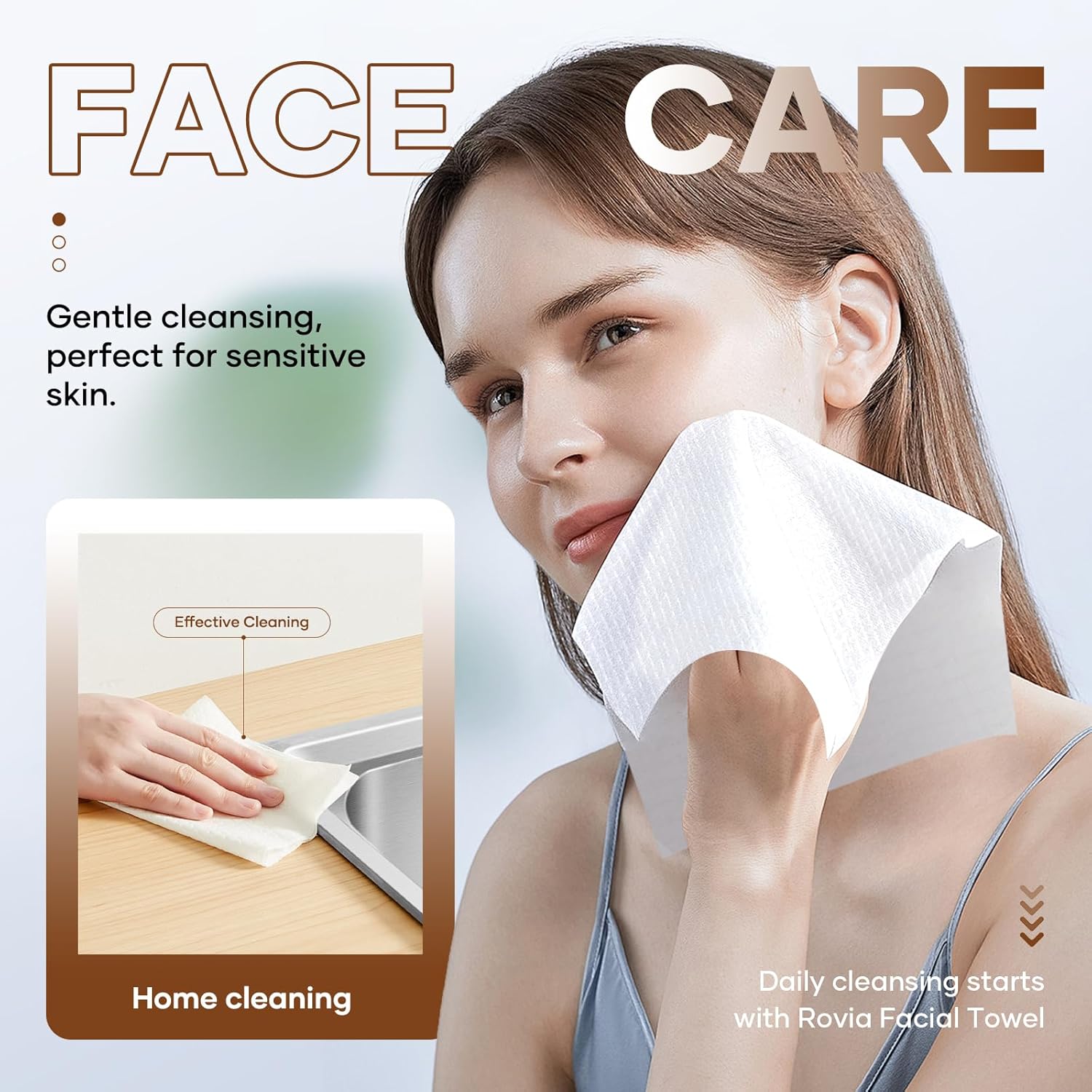Face Towels, Disposable Face Towel, 10"×12" Softness Facial Towels, Makeup Remover Dry Wipes, Ultra Soft,Cooling Towels for Neck and Face,Face Towel XL (50-Piece,1 Pack)