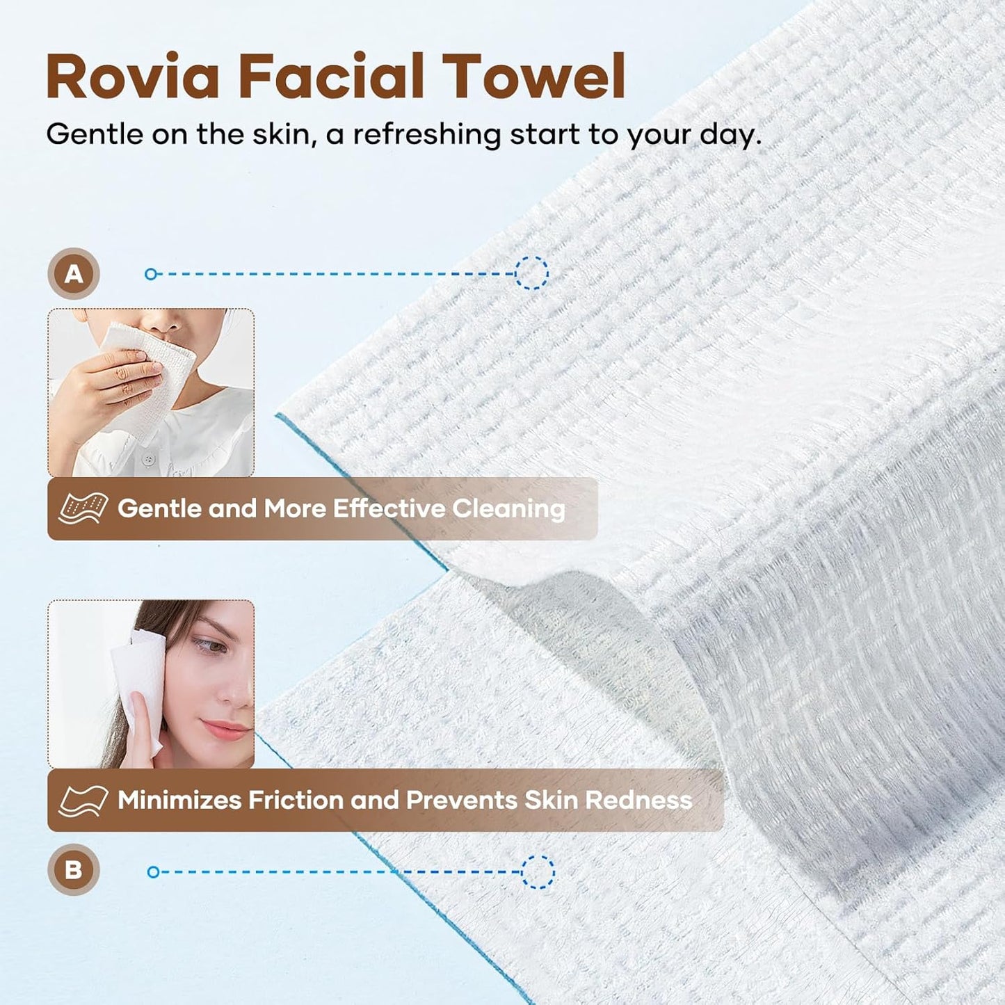Face Towels, Disposable Face Towel, 10"×12" Softness Facial Towels, Makeup Remover Dry Wipes, Ultra Soft,Cooling Towels for Neck and Face,Face Towel XL (50-Piece,1 Pack)