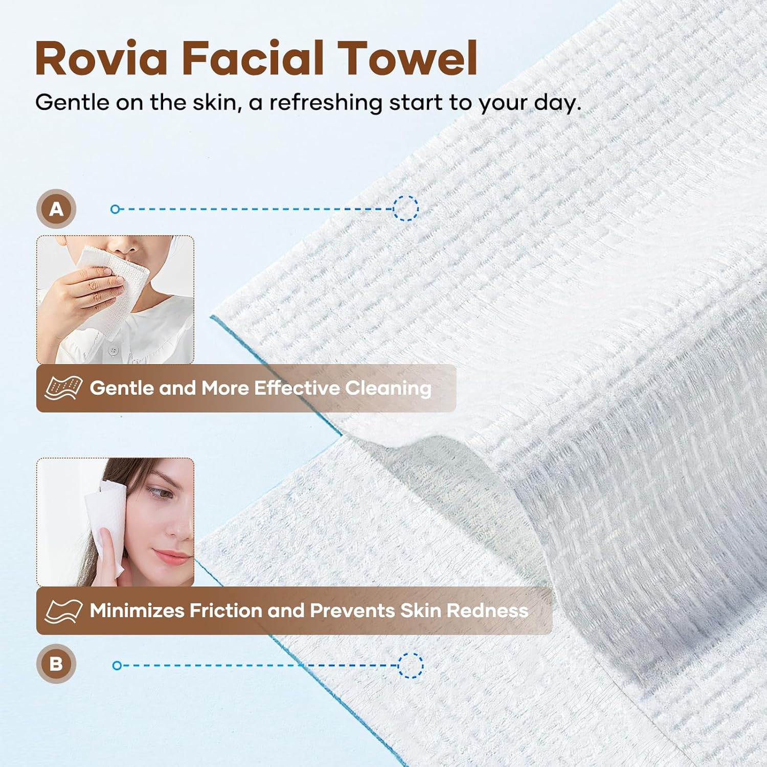 Face Towels, Disposable Face Towel, 10"×12" Softness Facial Towels, Makeup Remover Dry Wipes, Ultra Soft,Cooling Towels for Neck and Face,Face Towel XL (50-Piece,1 Pack)
